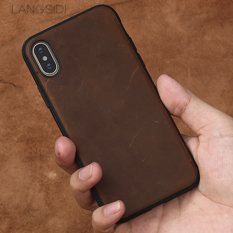 Ретро Кожаный чехол для телефона iPhone X 10 7 8 Plus Crazy horse skin задняя 5 5S SE 6 6S 6sp - купить по