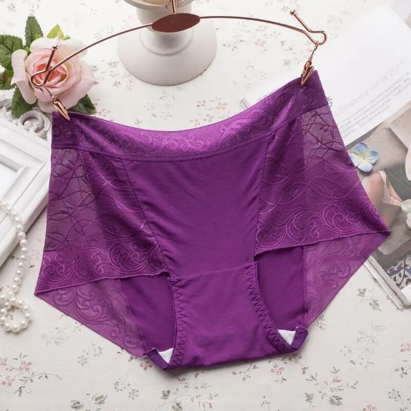 Purple BllooBeell кружевное женское нижнее белье, женские сексуальные трусики, хлопковые Бесшовные женские трусы со средней посадкой, женское нижнее белье, размер M-XXL - Цвет: Purple