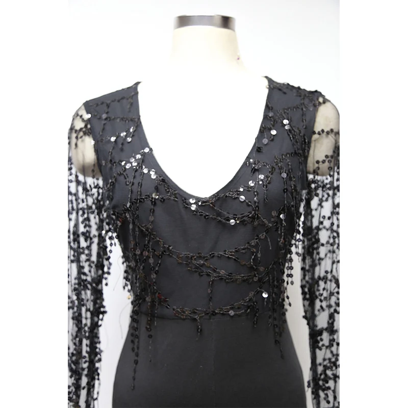 Сексуальный женский боди с V-образным вырезом и блестками комбинации комбинезон