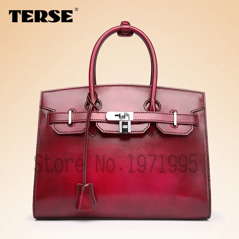 TERSE элегантная женская сумка тоут из натуральной кожи ручной работы роскошная в