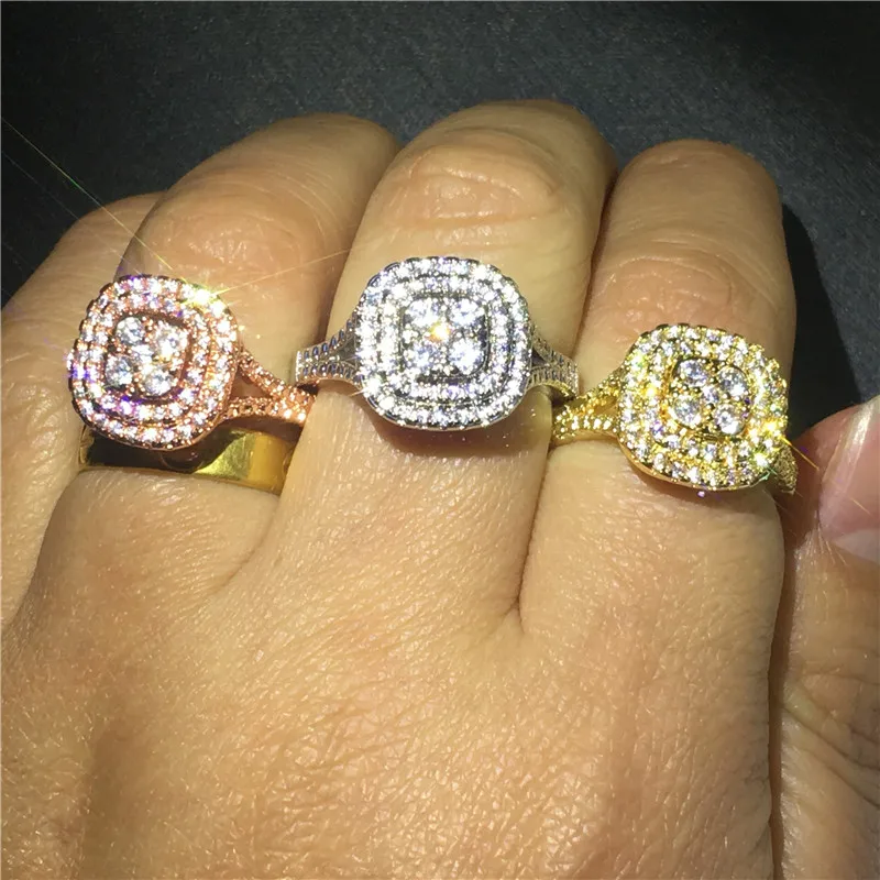 Sparkling Bohe Promise ring Round AAAAA Cz Stone 925 Silver Statement Party wedding band rings for women Bridal Finger Jewelry | Украшения