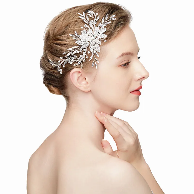 Новинка 2019 изысканные украшения невесты ручной работы в виде листьев серебряный