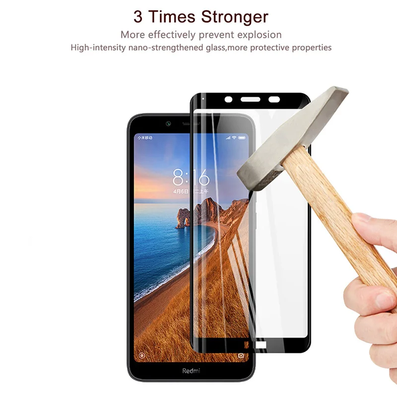 Keajor Tempered Glass For Xiaomi Redmi 7A Full Cover Film Scratchproof Screen Protector Protective | Мобильные телефоны и