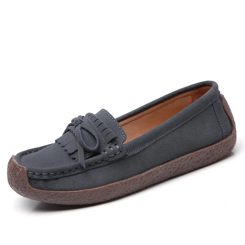 Spring Autumn Women Loafers Women's Flats Genuine leather Shoes Woman Moccasins Lady Slip On Suede Shoe zapatillas mujer WSH3218 | Обувь