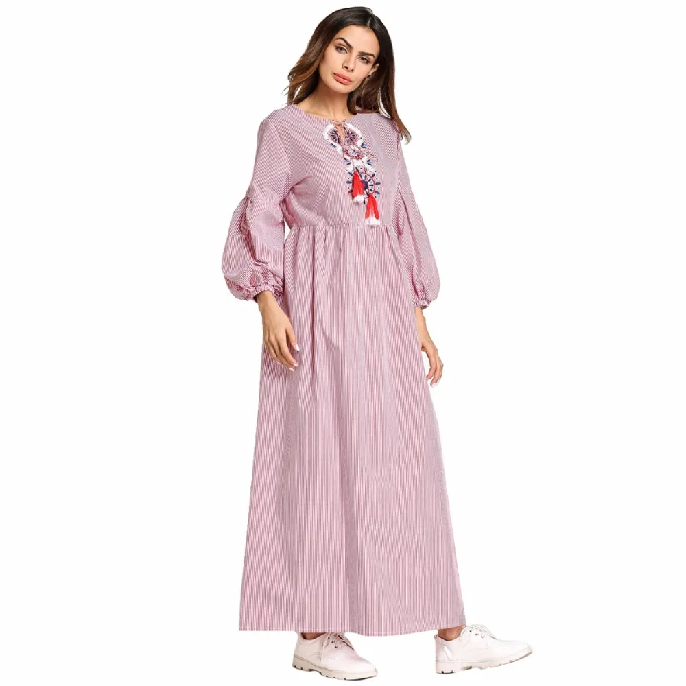 Babalet Для женщин мусульманский абайя вышивкой новое платье макси ислам Дубаи
