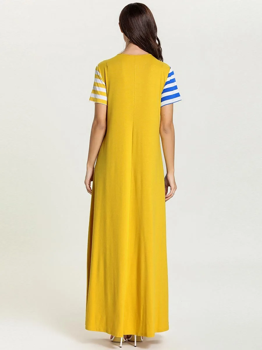 Мусульманские женские большие размеры кафтан абайя цвет шить с коротким рукавом