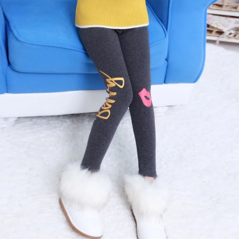 Леггинсы для девочек новинка 2017 зимние детские теплые обтягивающие штаны