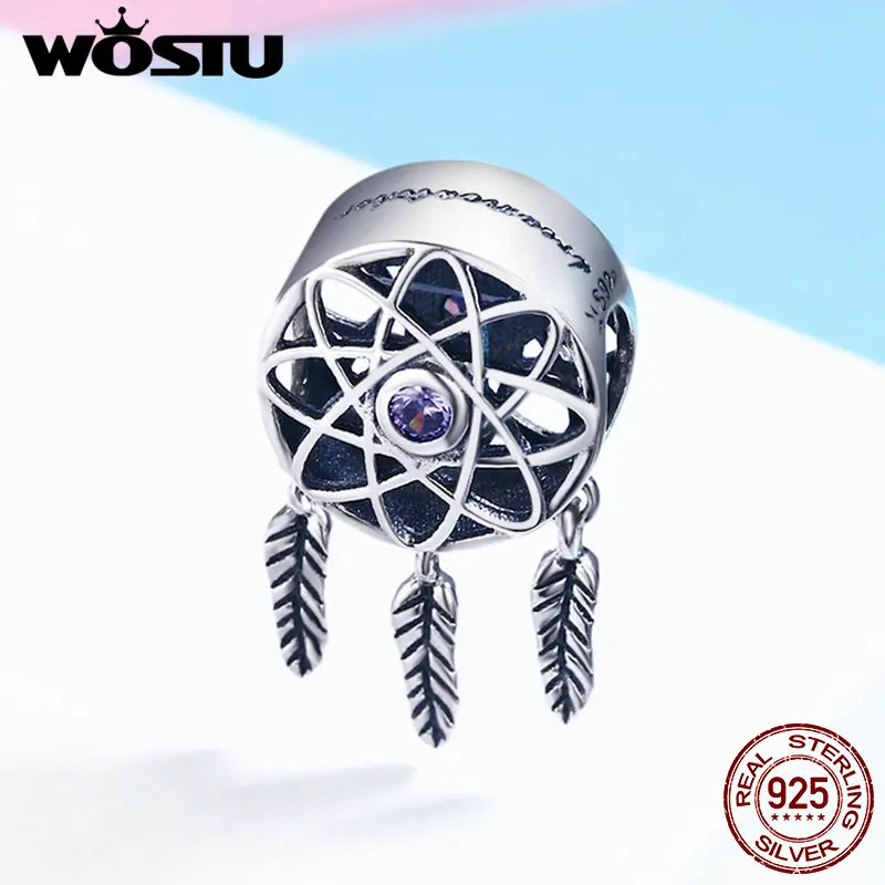 Браслет WOSTU CQC330 из 100% стерлингового серебра 925 пробы с бусинами в виде Ловца снов |