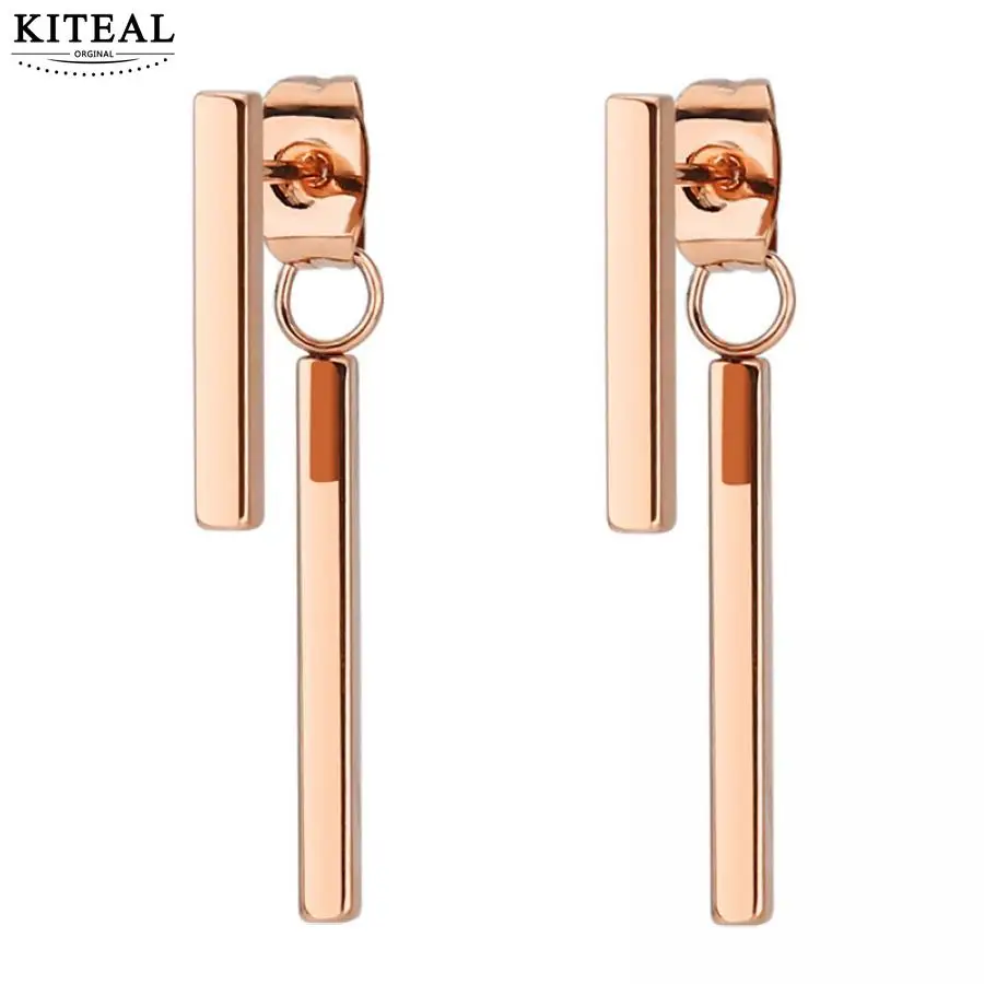 Kiteal длинные серьги из нержавеющей стали титановая сталь 18 К розовое золото для