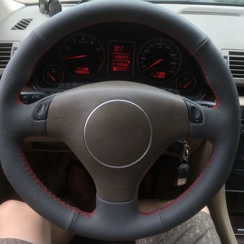 GKMHiR Black Steering Cover Hand-Stitched Artificial Leather Car Wheel for Audi A4 2000-2005 A6 2000-2004 | Автомобили и