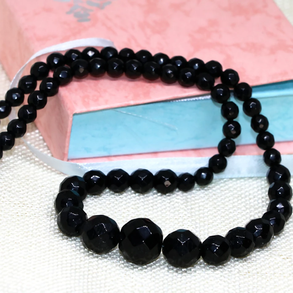 Черный 6-14 мм Сердолик оникс граненые круглые бусины агата натуральные для женщин