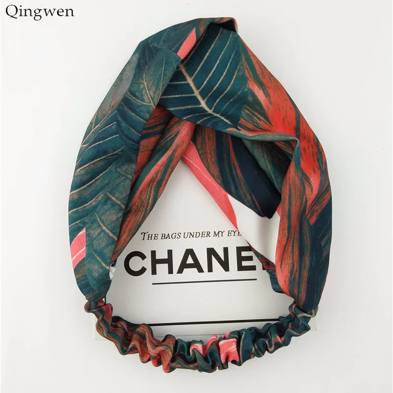 BUENOS Летние волосы в стиле бохо Опечатка Повязки на голову для женщин Ретро Крестовые узлы Турбан Бандажные банданы Аксессуары для волос.