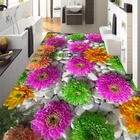 Самоклеящиеся напольные наклейки на заказ, водонепроницаемые 3D-обои из ПВХ с изображением цветов, растений, пола для ванной, гостиной