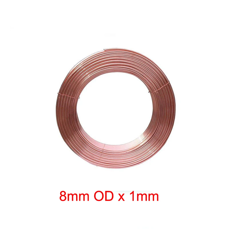 8mm Outer Diameter  x 1mm Thickness Soft copper tube metal hose air conditioner pipe 20meters outer diameter 10mm thickness 1mm flexible t2 copper tube air conditioner copper tube pipe