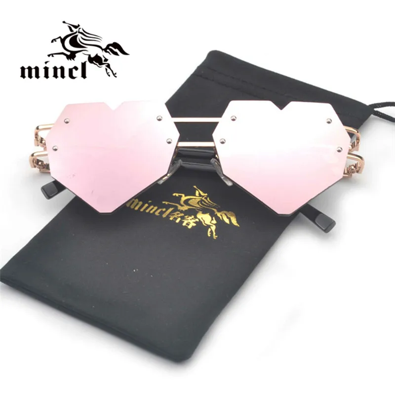 Женские и мужские солнцезащитные очки MINCL/в форме сердца|heart shaped sunglasses|rimless sunglassesf