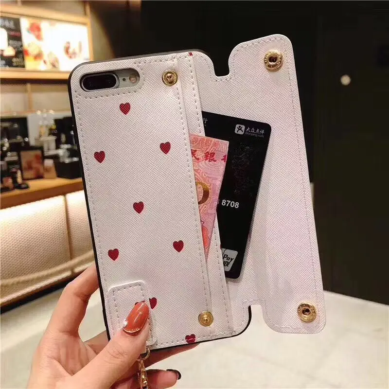 Retro Smile Wrist Strap Bracket 6S all-inclusive 7 8 Plus Soft Case for iphone X Mobile Phone Shell Girls Cute Little Love Mark |