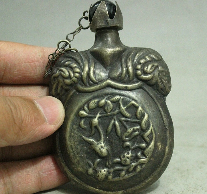 90 мм китайская Бронзовая статуя козы и птицы благоприятная бутылка | Дом сад