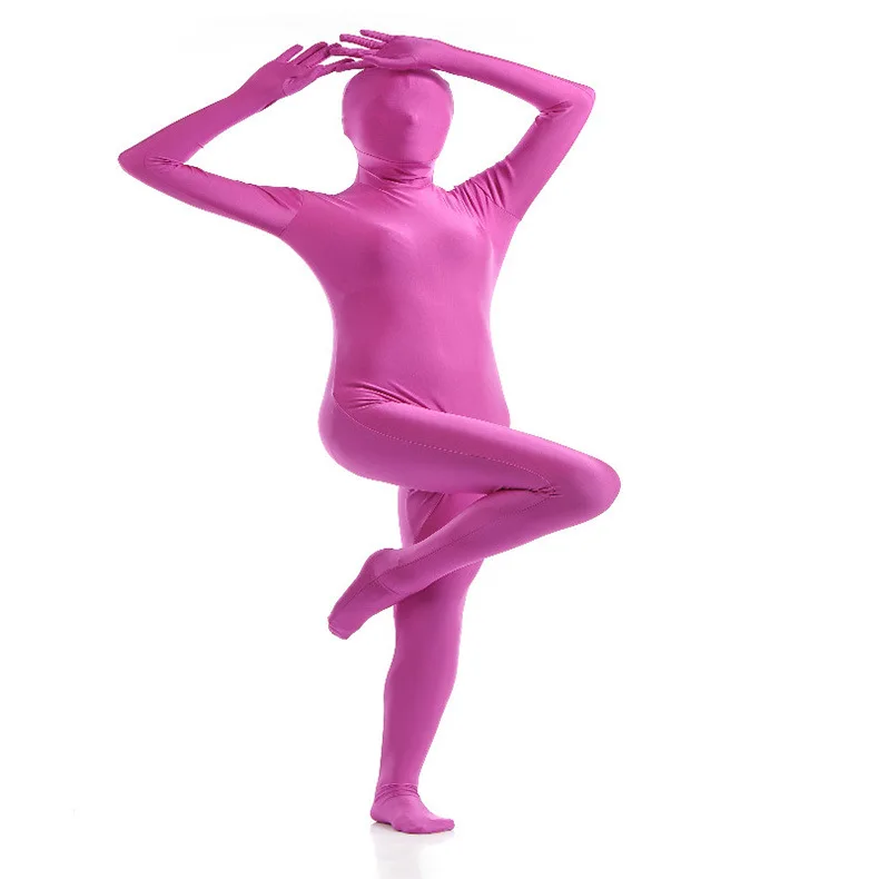 (SCF033) Розовый Фиолетовый спандекс нейлон лайкра Фетиш Костюм зентай полное тело