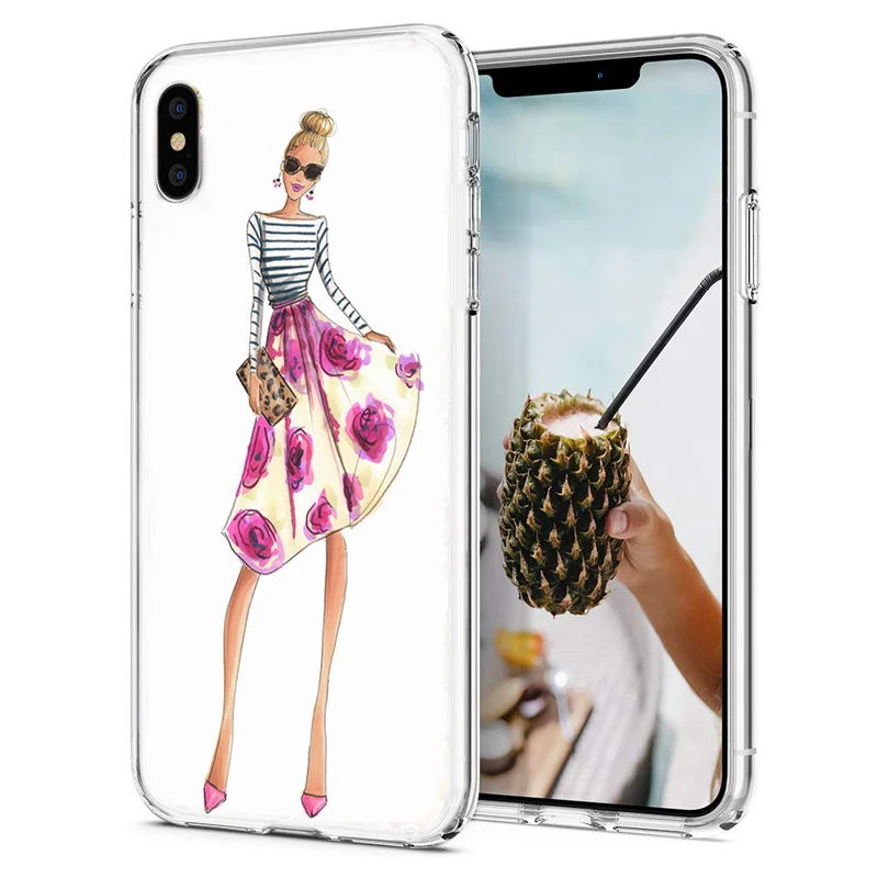 Мягкий чехол для iPhone X XS XR чехлы из ТПУ красочные губы леди разноцветный дизайн