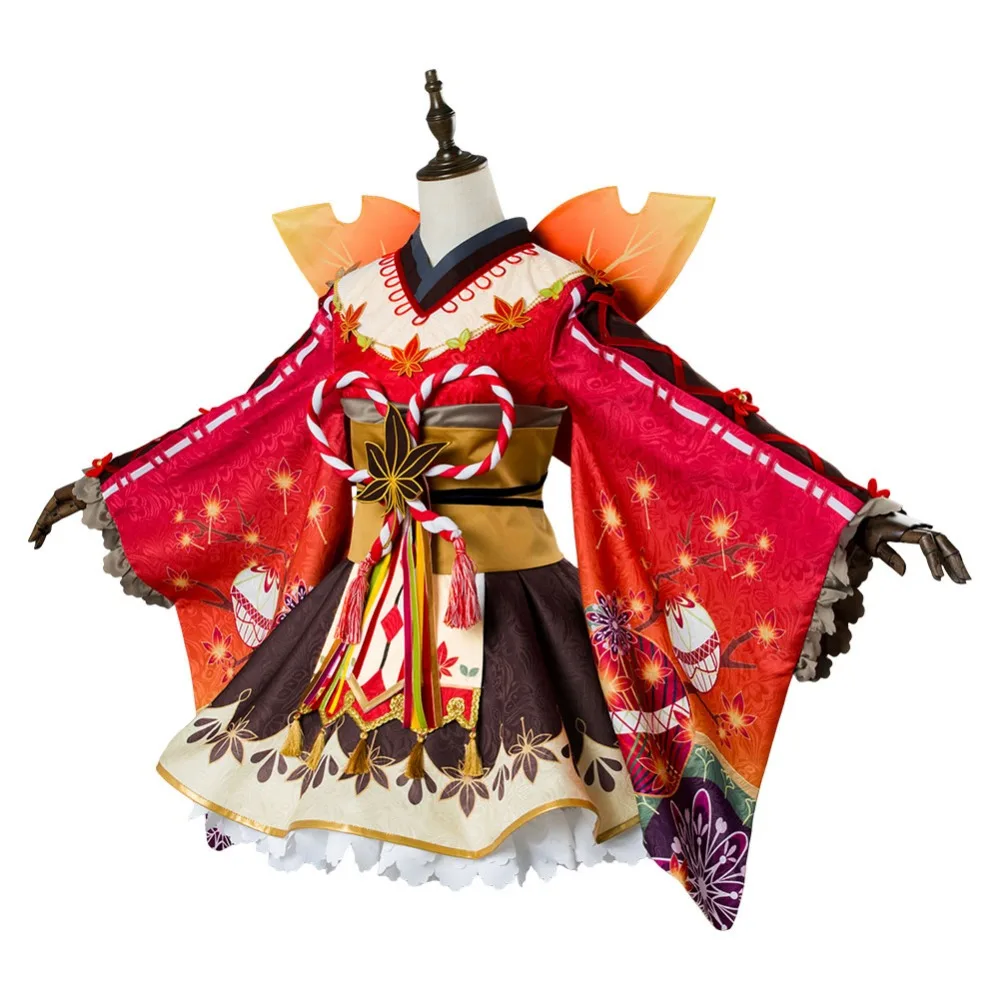Love Live! Ханамару Kunikida Aqours кленовые листья Ver кимоно Косплэй на Хэллоуин