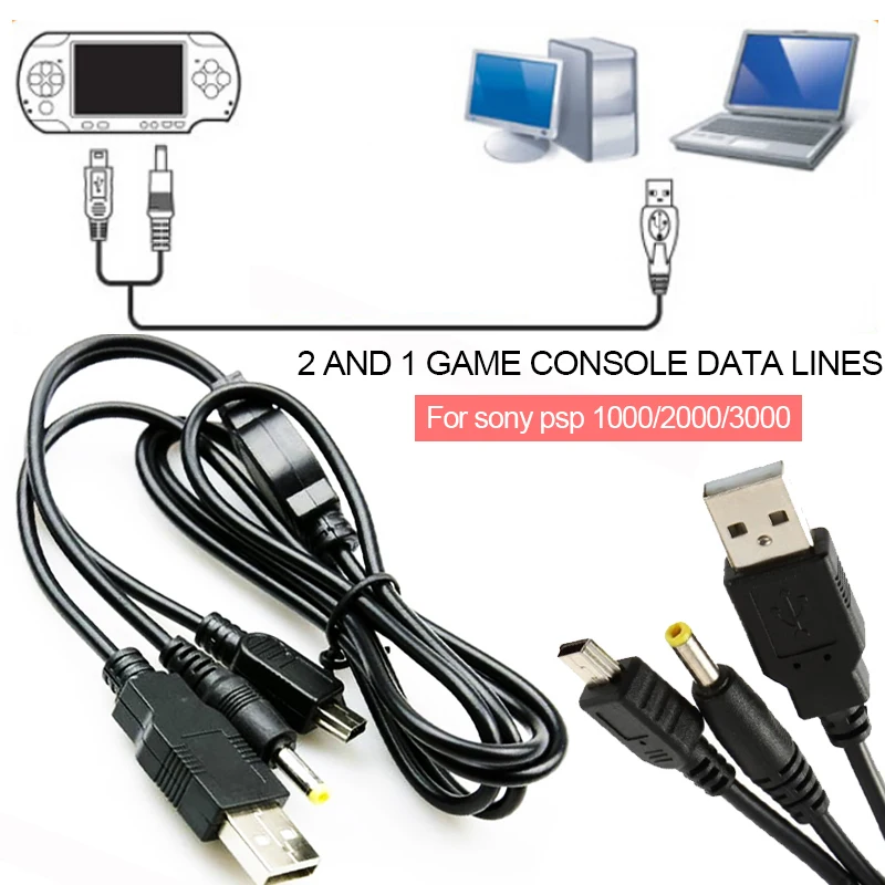 Смарт 2-в-1 1,2 м USB кабель для передачи данных и зарядки кабель аксессуары для видеоигр> Зарядное устройство s для sony psp 1000/2000/3000