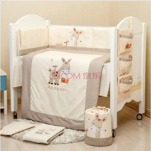 Вышивка кроватки постельных принадлежностей 100% хлопок одеяло подушка бампер