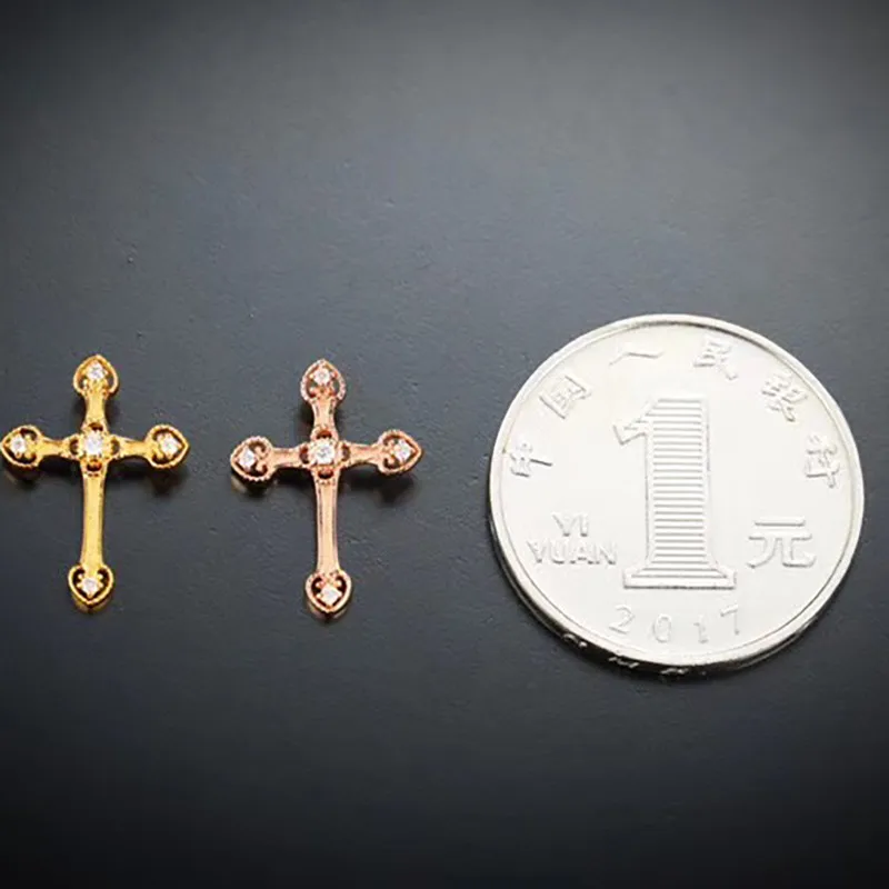 Aazuo Real 18 K желтое золото розовое золото с настоящими бриллиантами микро проложили оригинальность Крест подвеска-ожерелье подаренное для женщин Au750