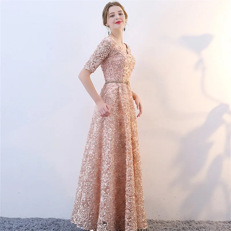 Вечерние платья V образным вырезом It's YiiYa с половиной рукавов Цветы A Line Vintage