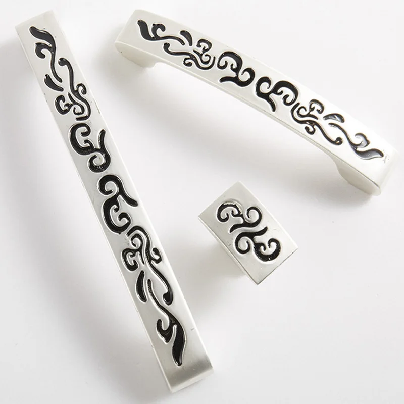 Ручка резная из цинкового сплава Современная серебристая ручка 5 дюймов 128 мм для