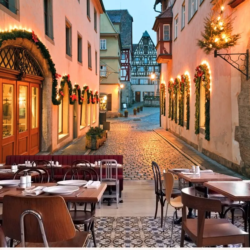 

Custom mural European Italian town street landscape mural backdrop wallpaper restaurant cafe corridor custom mural