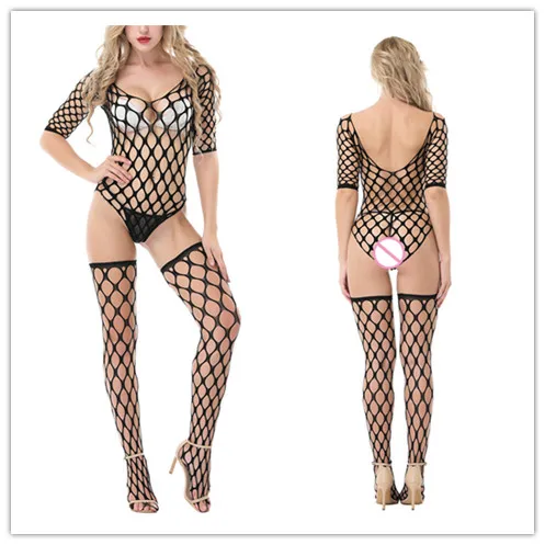 Новинка 2019 черные ажурные чулки сексуальные для тела Сетчатое трико боди с