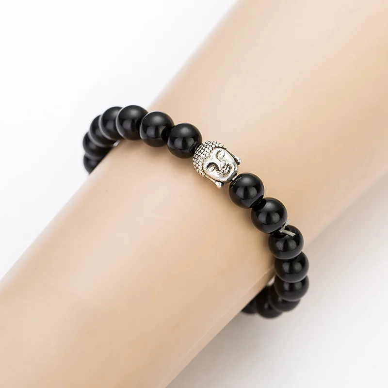 Модные Натуральный Камень Strand Медитация Будды Браслеты бисером турмалин браслет