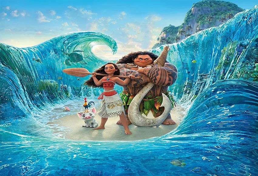 Moana Vaiana Ocean Cartoon Custom Backdrop Photography Vinyl Photo Studio Newborn Happy Birthday fondos para fotografia | Электроника