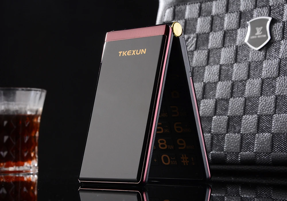 TKEXUN M2 откидной телефон 3," металлический корпус старшая двойная Sim камера MP3 MP4 сенсорный экран Роскошный сотовый телефон