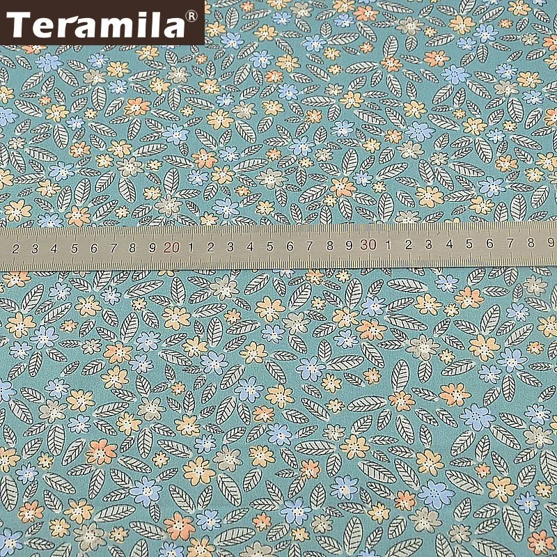 Ткань Teramila с дополнительным размером зеленая ткань 100% хлопок для шитья цветочная