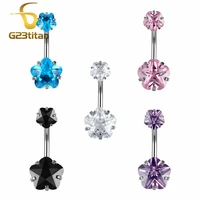 g23titan 14g internal thread belly piercing navel surgical steel barbell crystal star bell button rings for women