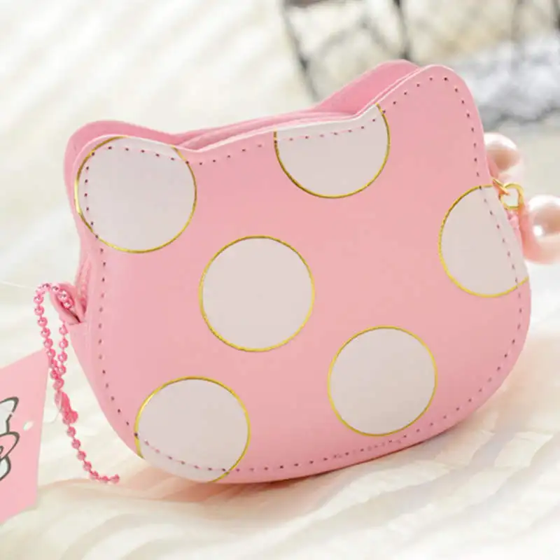 Новинка, милые мини кошельки hello kitty с жемчужной застежкой-молнией и двойными карманами, кошелек для детей