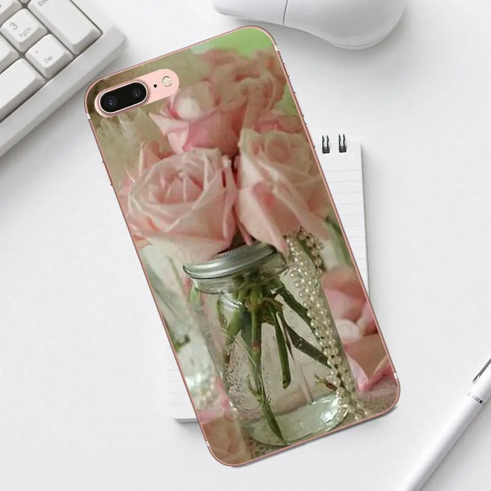 Винтажный пастельный розовый цветок для iPhone 4 4S 5 5C SE 6 6S 7 8 Plus X XS Max XR Galaxy A3 A5 J1 J3 J5 J7