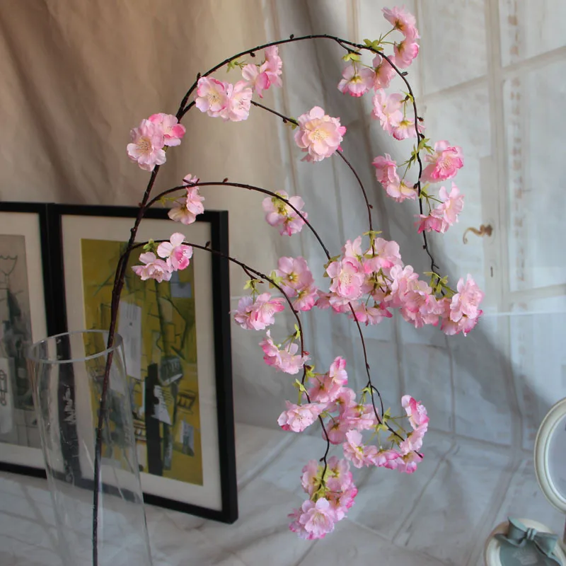 Розово-красный Импортные товары, отличный товар, Шелковый цветок вишни для свадебного украшения, сделай сам, вишневые деревья, искусственный букет цветов, большой размер - Цвет: Розово-красный