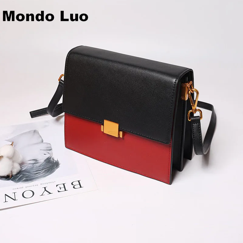 2018 Весенняя женская сумка через плечо натуральная модная с панелями популярная