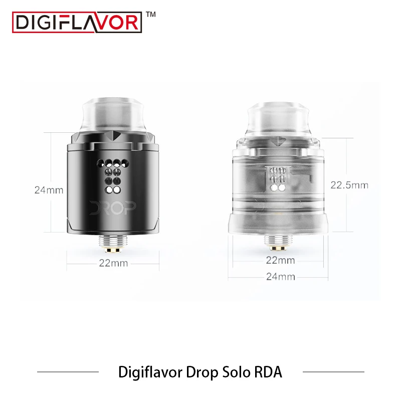 Оригинальный Digiflavor Drop Solo RDA одинарная катушка 22 мм капля с двумя колпачками