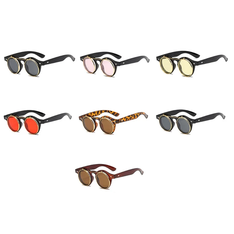 Steampunk Round Sunglasses Cover Clear Lens Sun Glasses Women Men Vintage Metal2018 New | Аксессуары для одежды