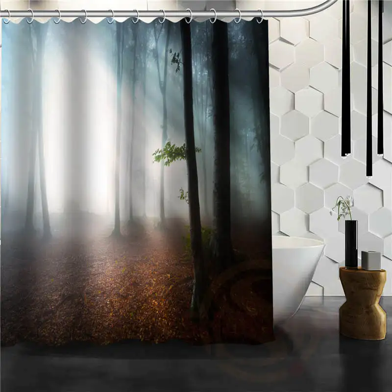 

Popular Custom Beauty forest at night Bathroom Shower Curtain Polyester Waterproof Free Shipping