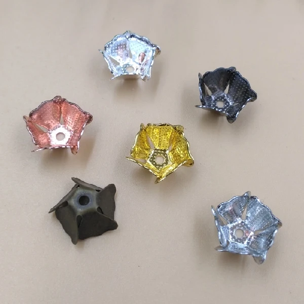 11*5mm Filigree Flower Charms Spacer End Caps Beads Bu Yao Hair Clasps Wraps Links Blanks Findings Multi-color Plated Brass | Украшения и