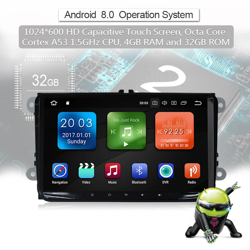 2 Din Android 8 0 автомобильный Радио dvd плеер GPS для Volkswagen GOLF 6 Polo Bora B6 PASSAT Tiguan SKODA OCTAVIA