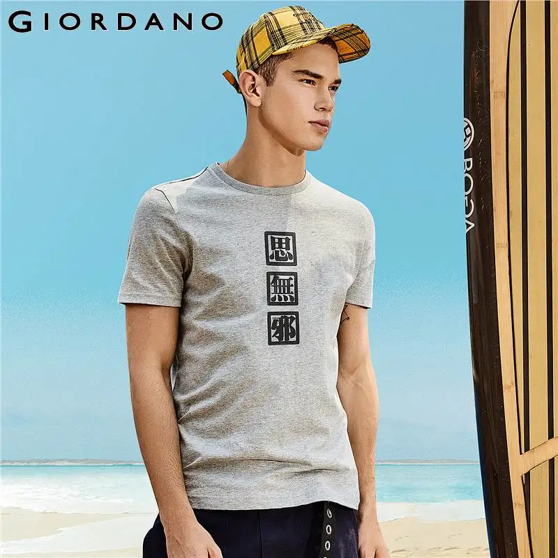 Giordano Мужская футболка с принтом мандарина серии Analects Camisetas Hombre коротким рукавом