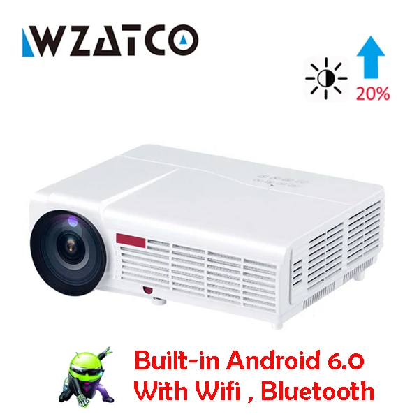 LED96W Android 6.0 WZATCO светодиодный 96 Вт 3D светодиодный проектор 5500 люмен Android 9,0 Smart Wifi full HD 1080P Поддержка 4k онлайн видео проектор для дома - Цвет: LED96W Android 6.0