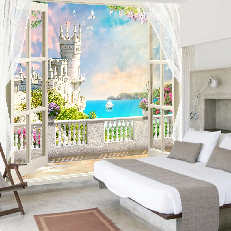 3D Настенные обои любого размера на заказ современные модные с замком озером