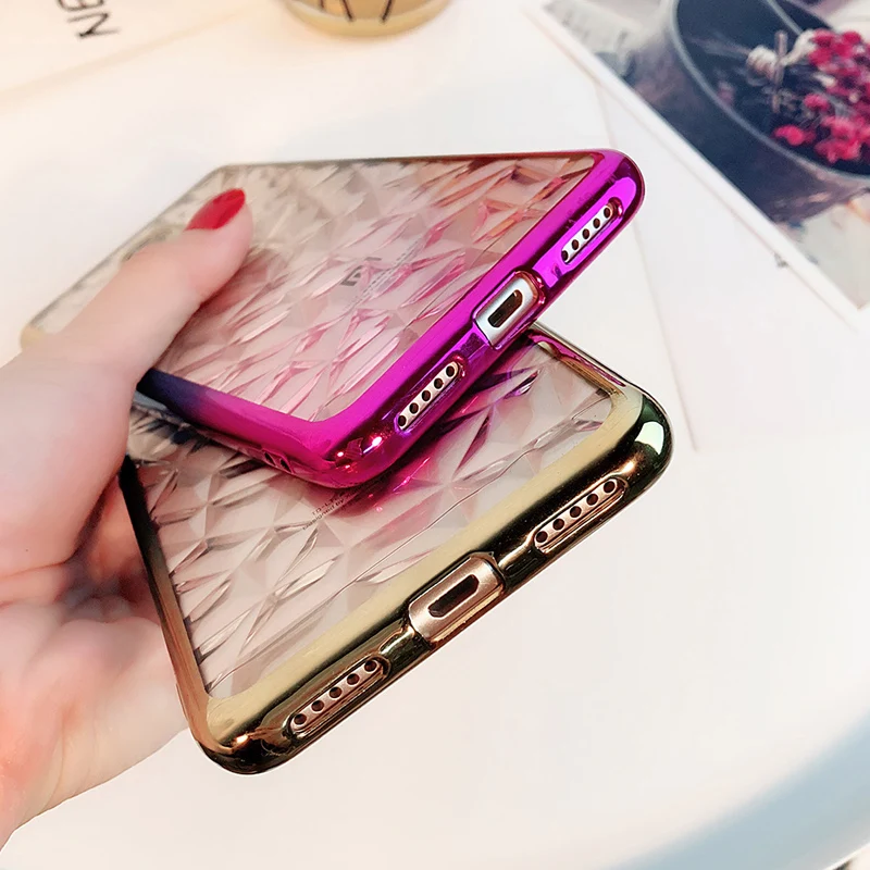 Moskado Case For Xiaomi 8 Redmi 5 4X 5Plus 4A 6 Note 5A Pro S2 Diamond Texture Plating Gradient Soft TPU |