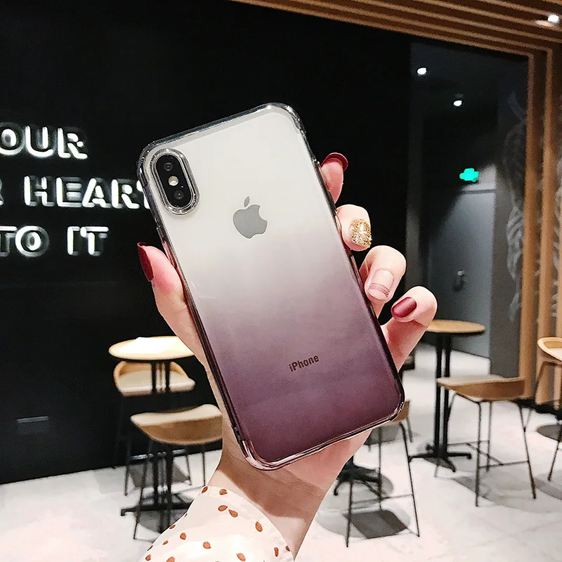 Роскошный мягкий силиконовый чехол для iPhone XS Max, XR, X, 10, iPone, 6 S, 6 S, 8, 7 Plus, 6 Plus, 6splus, 7 Plus, 8 Plus, градиентная задняя крышка для сотового телефона - Цвет: 4